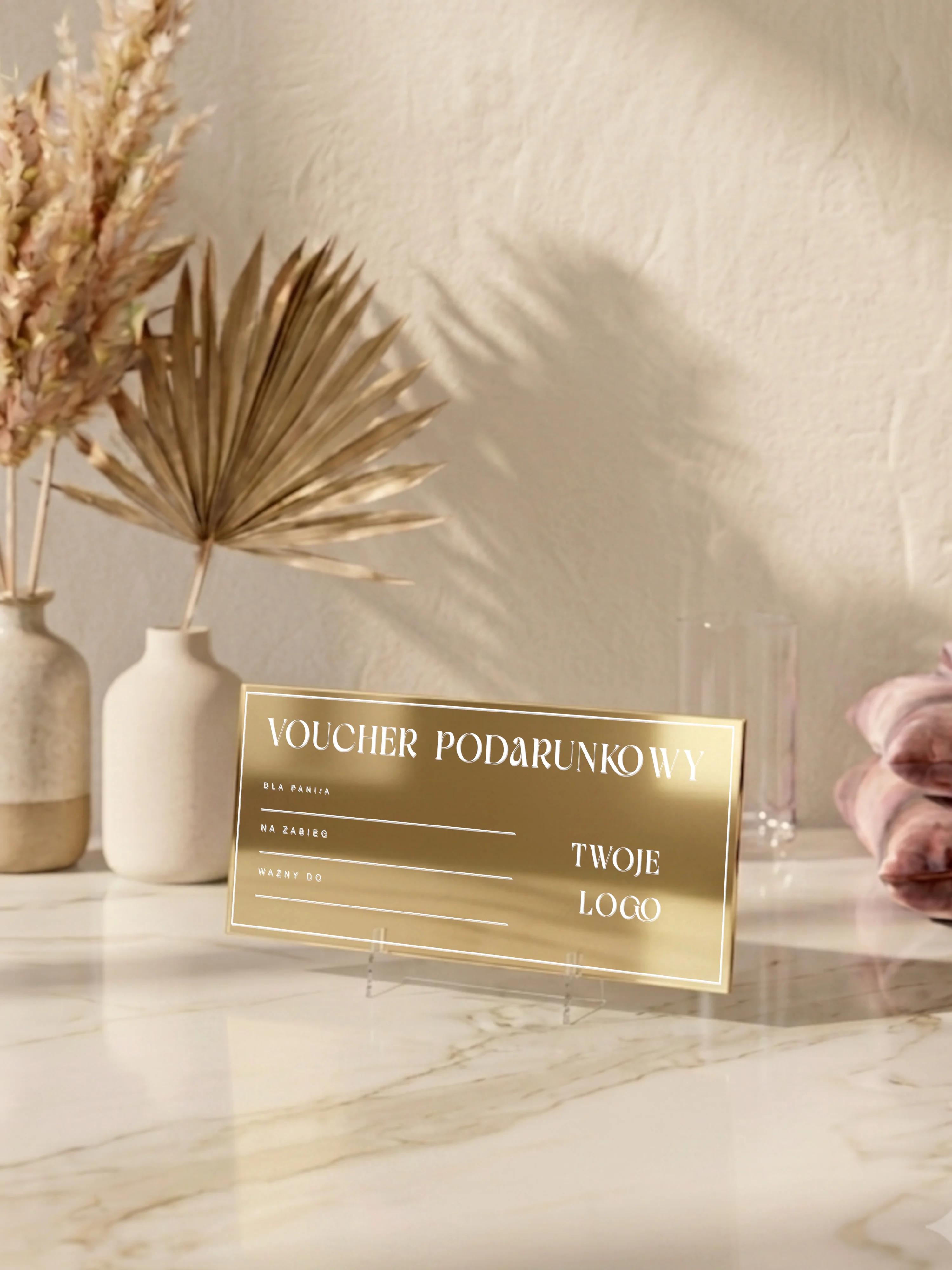 Voucher z plexi z nadrukiem UV